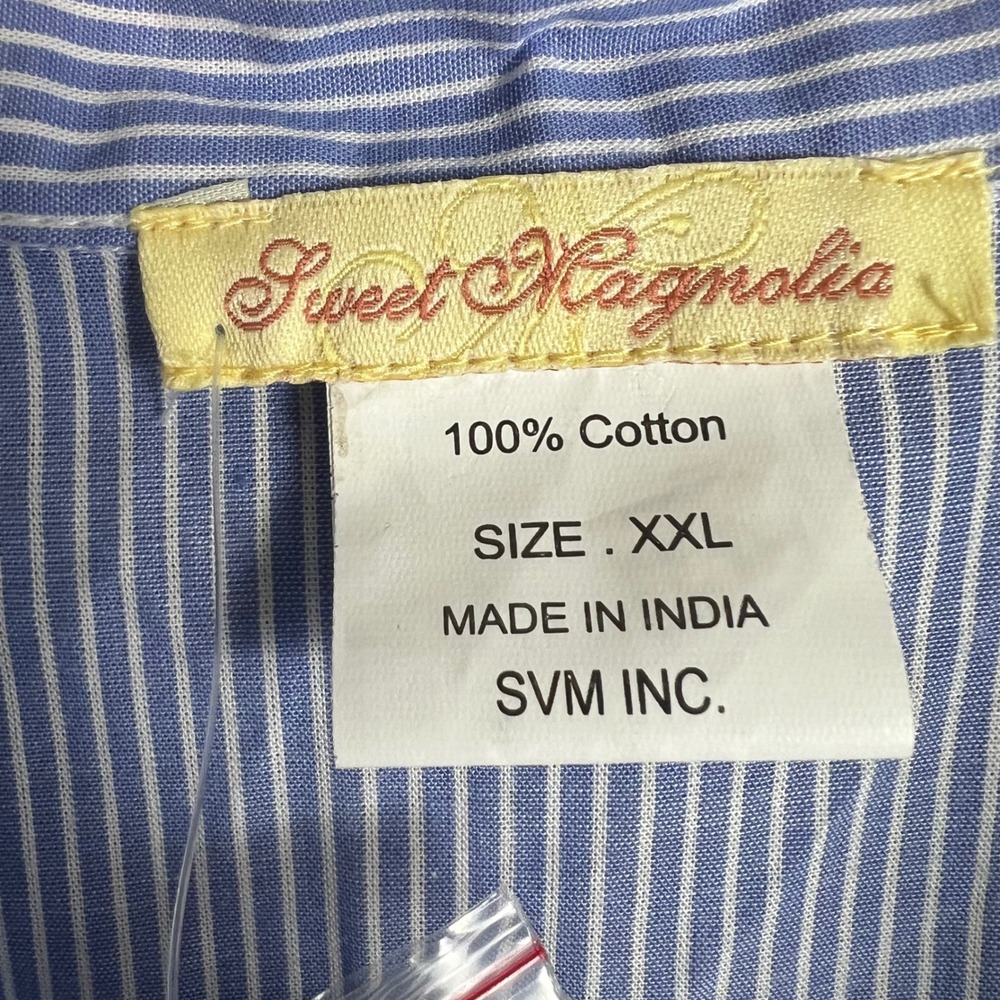 Sweet Magnolia Women Dress Blue White Stripe Tiered Ruffle Shirt Dress XXL - Picture 7 of 10